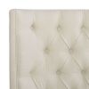 Brooklyn King Tufted Panel Bed Headboard and Footboard Set, Light Beige Linen