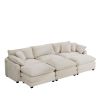 Oversized Modular Cushioned Sofa with 3 Ottomans, Modular Sofa Set to work as Sleeper Sofa Bed , 6 - Piece Sofa Set with One 3 Seater Sofa and Three O