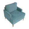 Modern Comfort Accent Chair 1pc Peacock Color Chenille Upholstery Gold Finish Metal Legs Living Room Furniture Durable Plywood
