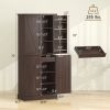 72" Tall Distressed Brown Kitchen Pantry Cabinet Farmhouse Storage with 8 Door Racks And Adjustable Shelves for Kitchen Organization