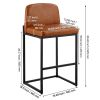 Bar Stool Set of 4, 27 inch Counter Height Stools, Modern PU Leather Counter Barstool with Backrest, Metal Legs, Easy Assembly Armless Bar Chair, Isla