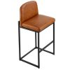 Bar Stool Set of 4, 27 inch Counter Height Stools, Modern PU Leather Counter Barstool with Backrest, Metal Legs, Easy Assembly Armless Bar Chair, Isla