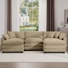 Oversized Modular Cushion Sofa, Portable Ottoman, L-Shaped Corner Low Back Deep Seating Spacious Sofa Set and Sofa Bed for Home Apartment Living Room
