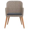 5 Piece Patio Dining Set with Cushions Brown