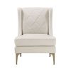Modern Luxury Taupe Chenille Upholstery Wingback Accent Chair 1pc Gold Finish Metal Legs Pocket Coils Diamond Stitched Furniture