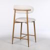 Counter Height Bar Stools Set of 2, Upholstered Counter Stools Modern Barstools with Metal Legs for Kitchen Island Dining Room, Beige