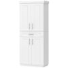 White Modern Kitchen Pantry Freestanding Cabinet Cupboard with Doors And Drawer Adjustable Shelving Storage Solution