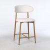 Counter Height Bar Stools Set of 2, Upholstered Counter Stools Modern Barstools with Metal Legs for Kitchen Island Dining Room, Beige