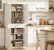 White Modern Kitchen Pantry Freestanding Cabinet Cupboard with Doors And Drawer Adjustable Shelving Storage Solution