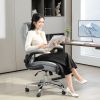 Executive Office Chair, Desk Chair with Flip-up Armrest, Diamond Fabric Computer Chair for Home Office, Gray