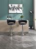 Set of 2 Bar Stools,with Chrome Footrest and Base Swivel Height Adjustable Mechanical Lifting Velvet + Chrome Leg Simple Bar Stool-BLACK