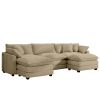 Oversized Modular Cushion Sofa, Portable Ottoman, L-Shaped Corner Low Back Deep Seating Spacious Sofa Set and Sofa Bed for Home Apartment Living Room