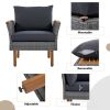 9-Piece Patio Rattan Furniture Set, Outdoor Conversation Set With Acacia Wood Legs and Tabletop, PE Rattan Sectional Sofa Set w
