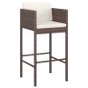 Bar Stool Set of 4 Brown Poly Rattan, Powder-Coated Steel