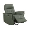 Green Leather Upholstered Swivel Glider Reclining Chair Luxury Living Room Furniture Comfort Chair 1pc Plush Comfort