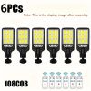 6 packs Solar Powered Motion Sensor Outdoor Garden Light with 108 COB LED Lights