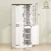 72" Tall White Kitchen Pantry Cabinet Farmhouse Storage with 8 Door Racks And Adjustable Shelves for Kitchen Organization