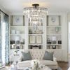 20" Black Crystal Chandelier Ceiling Light, Modern Luxury 10-Light Flush Mount Light Fixture, Elegant Home Lighting for Living Room, Dining Room, Bedr