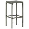 Bar Stool Set of 4 Grey PE Rattan Standard Footrest
