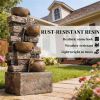 Rustic Brown Outdoor Fountain, Garden Fountain with LED Lights
