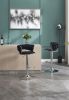 Set of 2 Bar Stools,with Chrome Footrest and Base Swivel Height Adjustable Mechanical Lifting Velvet + Chrome Leg Simple Bar Stool-BLACK