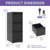 3 Drawer Metal Vertical File Cabinet with Lock Office Home Steel Vertical File Cabinet for A4 Legal/Letter Size