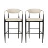 Barstools Set of 2, Counter Height Upholstered Bar Stools with Backs and Iron Legs for Kitchen Island, Beige Fabric Seating 260LBS Weight Capacity