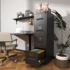 4 Drawer File Cabinet with Lock Metal Vertical File Cabinet Office Home, A4 Legal/Letter Size Narrow File Cabinet Locked,Assembly Required
