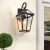 21"(H) 2-Pack Outdoor Wall Lantern Light – Modern Black Metal & Clear Glass Sconce for Porch, Patio, and Garden Lighting (Bulb Not Included)