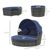 Rattan Canopy Daybed Patio Sofa Set 4 Piece