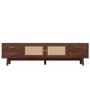 70inch Modern TV Stand with Rattan Doors for TVs up to 80", Media Console with Storage Space, 4 Drawers & Cable Holes, Entertainment Center for Living