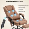 Massage Office Chair with Footrest Brown