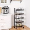5 Tier Rolling Utility Cart with Wheels, Heavy Duty Metal Storage Organizer Trolley with Hooks and Removable Baskets, Multi-Purpose Snack Cart for Kit