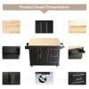 Kitchen Island & Kitchen Cart, Mobile Kitchen Island, Rubber Wood Top, Big & Adjustable Shelf Inside Cabinet for Different Utensils, Luxury Design Fit