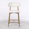 Counter Height Bar Stools Set of 2, Upholstered Counter Stools Modern Barstools with Metal Legs for Kitchen Island Dining Room, Beige