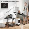 Adjustable Standing Desk with Power Outlets, Stand Up Desk with Tiltable Tabletop, Wheels, Shelf, for Home Office, Black