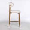 Counter Height Bar Stools Set of 2, Upholstered Counter Stools Modern Barstools with Metal Legs for Kitchen Island Dining Room, Beige
