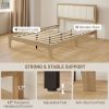 Full Bed Frame with Headboard Full Size Platform Bed Frame with Wooden Slats No Box Spring Needed Easy Assembly Oak