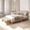 Full Bed Frame with Headboard Full Size Platform Bed Frame with Wooden Slats No Box Spring Needed Easy Assembly Oak