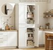 White Modern Kitchen Pantry Freestanding Cabinet Cupboard with Doors And Drawer Adjustable Shelving Storage Solution