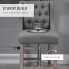 26.25" Counter Height Bar Stools, Tufted Wingback Armless Upholstered Dining Chair with Rubber Wood Legs, Set of 2, Gray