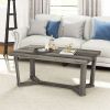 Rectangle Coffee Table Rubber Wood Base with Cross-Shaped Base