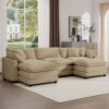 Oversized Modular Cushion Sofa, Portable Ottoman, L-Shaped Corner Low Back Deep Seating Spacious Sofa Set and Sofa Bed for Home Apartment Living Room