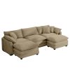 Oversized Modular Cushion Sofa, Portable Ottoman, L-Shaped Corner Low Back Deep Seating Spacious Sofa Set and Sofa Bed for Home Apartment Living Room