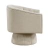 Taupe Velvet Accent Chair Modern Luxury Living Room Furniture, 1pc Swivel Chair Comfortable Barrel Back