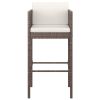 Bar Stool Set of 4 Brown Poly Rattan, Powder-Coated Steel