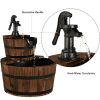 2 Tier Wooden Barrel Water Fountain with Pump