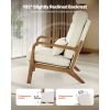 Accent Chair, High Back Mid Century Modern Armchair with Solid Wood Frame and Non-Slip Legs, Upholstered Leisure Chair with Linen Fabric and 5.3 in Th