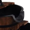 2 Tier Wooden Barrel Water Fountain with Pump