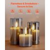 Gray Flickering Flameless Candles, Set of 3 Battery Operated Flameless Led Candles with 10-Key Remote and Timer, Real Wax & Warm Color Flickering Ligh